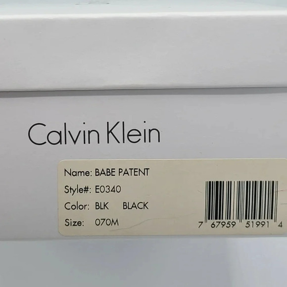 Calvin Klein Babe Black Patent Leather Heels Pumps Stacked Heel in Box 7 - Picture 14 of 15